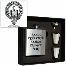 Art Pewter MacDonald of Clanranald Clan Crest 6oz Hip Flask Set (s) HF6 S-C51 picture