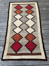ANTIQUE NAVAJO RUG LARGE 77 INCHES  DAMAGED STAINS HOLES AS IS TRIBAL GEOMETRIC picture
