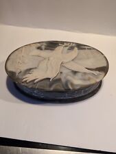 Vintage Genuine Incolay Stone Handcrafted USA  Eagle  Jewelry Oval Box picture