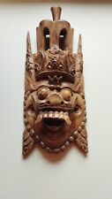 🟢Wall-Mounted Asian Balinese Vintage Hand Carved Wood Mask Folk Art 13 Inches🟢 picture