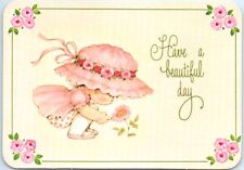 Postcard - Little Gild and Flowers Art Print - Have a Beautiful Day picture