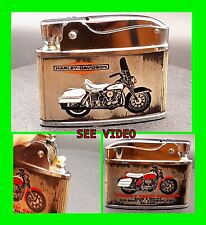 Rare Vintage Double Sided Harley Davidson Motorcycle Flat Ad Lighter HTF Unfired picture