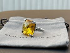 David Yurman Sterling Silver 20mm Chatelaine Ring Lemon Citrine & Diamond Sz 6 picture