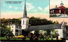 Views St Michaels Catholic Church School Building Madison Indiana Postcard UNP picture