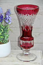 VAL SAINT LAMBERT Crystal glass ruby red cut Vase marked 1950s  picture