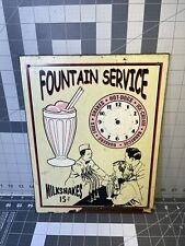 Vintage Fountain Service Metal Clock - Diner Milkshakes Sign Rare picture