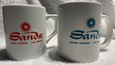 2 Vintage Sands Hotel & Casino Las Vegas Coffee Mugs / White w/ Green & Red Logo picture