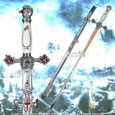 Masonic Knights Templar Ceremonial Sword Chrome Fittings Red Crosses 31
