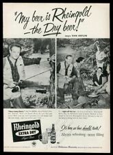 1956 Van Heflin fishing 2 photo Rheingold beer vintage print ad picture