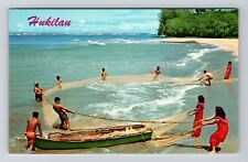 HI-Hawaii, Hukilau In Hawaii, Old Fashion Fishing, Vintage Postcard picture