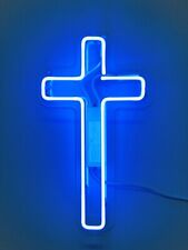 CoCo Jesus Christ Cross Blue Acrylic Neon Sign 14