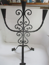 Vintage Wrought Iron 3 Candle Holder Candelabra picture