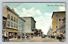 Houston TX-Texas, Main Street, Advertising, Antique, Vintage Postcard picture