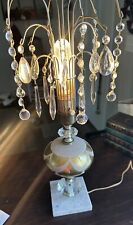 Vintage Leviton Acrylic Boudoir Lamp Marble Gold Hollywood Regency Waterfall picture