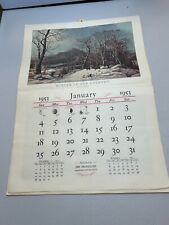 1953 Calendar - Currier & Ives The Travelers Hartford   HUGE 16” X 22” Complete picture