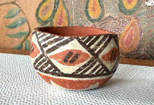 Antique Native American Isleta Pueblo Handmade Hand Painted Pottery Bowl picture