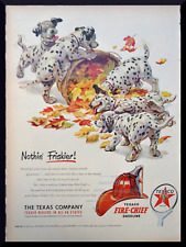 1951 TEXACO DEALERS Automotive PRINT AD Nothin' Friskier Fire-Chief Dalmatians picture