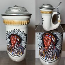 Vintage Curley Bear Indian Chief Blackfoot Beer Stein Ceramic Collectors German picture
