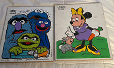 Vintage Play school Set Of 2 Puzzles Minnie Mouse. And Monsters picture