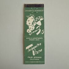 Vintage 1940s Palm Springs CA Tahquitz Vista Hotel Matchbook Cover Midcentury picture