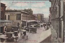 Front Street Scene Stores Carts Market District Portland Oregon c1910s? Postcard picture