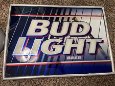 Vintage 1996 Bud Light Beer Bar Glass Mirror Logo Sign 25