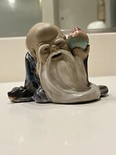 2-3 DAY SHIP Beautiful Vintage Mud Man Longevity God Figurine - One Of A Kind picture