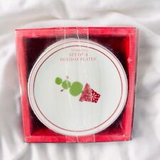 2006 Starbucks Holiday Dish Plate Set 4 Green Snowman Topiary Tree New Open Box picture