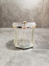 Vintage 1950’s Large Diner Style Metal Flip Top Glass Sugar Jelly Bowl picture