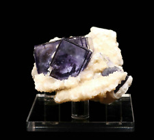 Natural Clear Purple Cube Fluorite Calcite Quartz Crystal Cluster Mineral picture