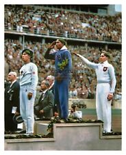 JESSIE OWENS STANDING ON PODIUM AT 1936 OLYMPICS BERLIN GERMANY 8X10 COLOR PHOTO picture