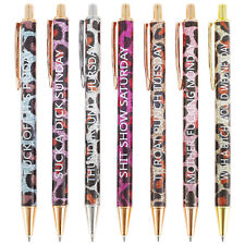 7Pcs Funny Gel Pens Funny Swearword Ballpoint Pens Saying Leopard Print Pen Set picture