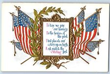 Decoration Day Postcard Today We Pay Our Homage Flags Embossed c1910's Antique picture