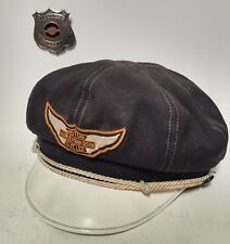 Vintage Original 1940’s-1950’s Harley Davidson Captains Cabbie Hat Cap & Badge picture
