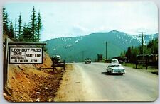 IDAHO MONTANA STATE LINE Sign Lookout Pass Hwy 10 Chrome Postcard unposted picture