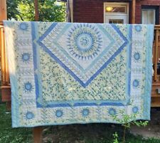Vtg 1980s Hand Quilted Bedspread Quilt Queen Or King 88