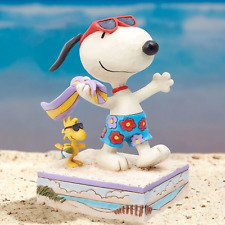 ✿ New JIM SHORE PEANUTS Figurine SNOOPY WOODSTOCK ON BEACH Summer Swim Vacation picture