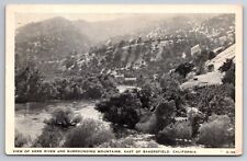 View of Kern River & Mountains East of Bakersfield California CA 1948 Postcard picture