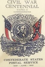 Vintage 1961 Civil War Centennial Series Jefferson Davis Stamped Envelope, Flag1 picture