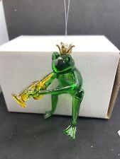 Kurt S Adler King Frog Playing Trumpet Glass Frog Ornament New In Box picture