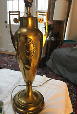 antique Art NOUVEAU TROPHY FORM BRASS HAND HAMMED LAMP 16 1/2” fabulous picture