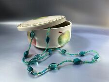 Granny Smith apple. Vintage Porcelain Trinket Box with lid. Bonbon dish. Marked. picture