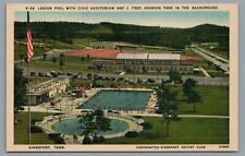 Legion Pool With Civic Auditorium And Fred Johnson Park c1940s Vintage Postcard picture