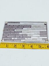 1964 International Harvester 1600 Stake Truck Vin Serial Plate Tag picture