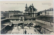 Vintage Nancy France RPPC Covered Market with Saint-Sebastien Church Background picture