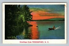 Scenic Greetings, Sunset Over Lake, Weedsport New York Vintage Postcard ` picture
