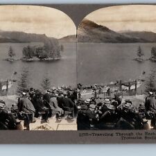 c1900s Trossachs Country Scotland Tour Shuttle Lake Boat Stereoview Photo UK V37 picture