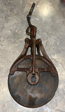 Vintage Hudson 823 Barn Pulley, Antique Wood Cast Iron Block Tackle Farm Tool picture