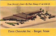 Postcard Texas TX Borger Chevrolet Car Dealership 1963 Cars Phillips 66 Station picture
