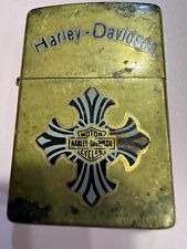 Vintage 2001 Harley Davidson Cross Brass Zippo Lighter picture